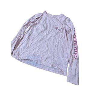 Vineyard Vines Shirt Youth Medium 10-12 Pink Long Sleeve Pocket Whale Valentines